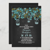 素朴なメイスンジャースクラックボードブライダルシャワー 招待状 (正面/裏面)