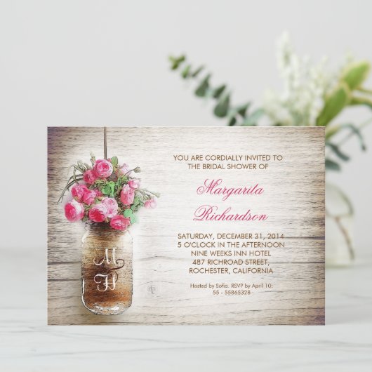 素朴なメイスンジャーブライダルシャワー招待状 招待状 (スタンド正面)