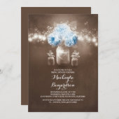 素朴なメイスンジャー・バーン・ライトブライダルシャワー 招待状 (正面/裏面)