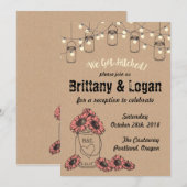 素朴なメイソンジャーでの秘密結婚式後のパーティー招待状 招待状 (正面/裏面)