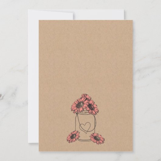 素朴なメイソンジャーでの秘密結婚後のパーティー招待状 招待状 (裏面)