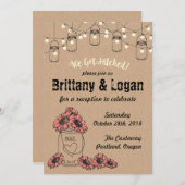 素朴なメイソンジャーでの秘密結婚後のパーティー招待状 招待状 (正面/裏面)