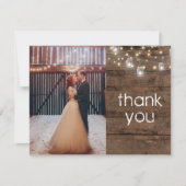 素朴なメイソンジャーとストリングライトの写真の感謝カード 招待状 (正面)