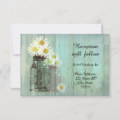 素朴なメイソンジャーとデイジーのウェディングレセプションカード 招待状 (正面)