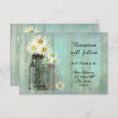 素朴なメイソンジャーとデイジーのウェディングレセプションカード 招待状 (正面/裏面)