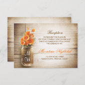 素朴なメイソンジャーのかぼちゃの花の受付 エンクロージャーカード (正面/裏面)
