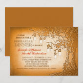 素朴なメイソンジャーを使った木の彩りのリハーサルディナー招待状 招待状 (正面/裏面)