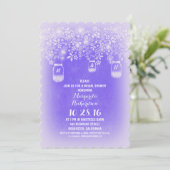 素朴なメイソンジャースコーナフラワーブルーブライダルシャワー 招待状 (スタンド正面)