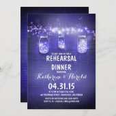 素朴なメイソンジャース&ストリングライトのリハーサル夕食 招待状 (正面/裏面)