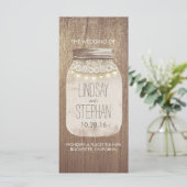 素朴なメイソンジャールレース灯の結婚式のプログラム プログラム (スタンド正面)