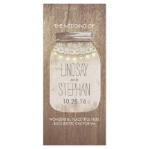 素朴なメイソンジャールレース灯の結婚式のプログラム