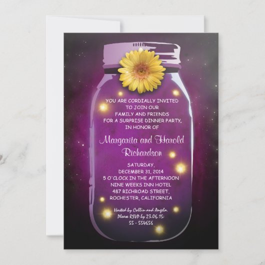 素朴なメイソンジャー結婚記念日 招待状 (正面)