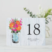 素朴なメイソンジャー ゲルバーダイシーのテーブルナンバー 招待状 (スタンド正面)