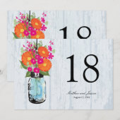 素朴なメイソンジャー ゲルバーダイシーのテーブルナンバー 招待状 (正面/裏面)