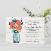 素朴なメイソンジャー ゲルバーダイス 花束 ブライダルシャワー 招待状 (スタンド正面)