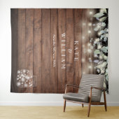 素朴なメイソンジャー ストリングライト フォトブース背景 タペストリー (インサイチュ(横))