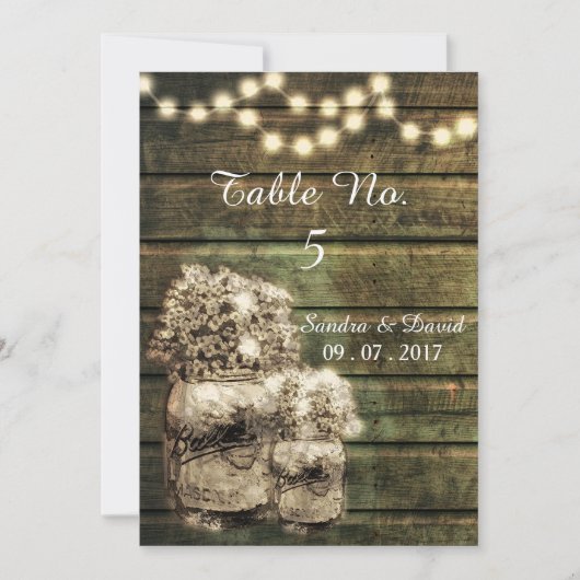 素朴なメイソンジャー テーブルナンバー (正面)