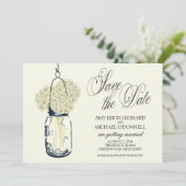 素朴なメイソンジャー ハイドランゲア Save the Date 招待状 (スタンド正面)