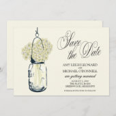 素朴なメイソンジャー ハイドランゲア Save the Date 招待状 (正面/裏面)