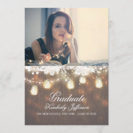 素朴なメイソンジャー ライトの写真 卒業パーティー 招待状