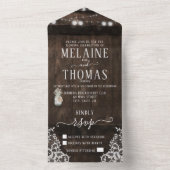 素朴なメイソンジャー 木樽 ウェディング 招待状 (内側)