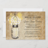 素朴なメイソンジャー　黄色の花　ブライダルシャワー 招待状 (正面)