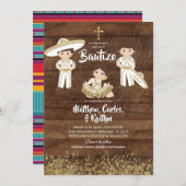 素朴なメキシコのカクタス ゴールド チャロ 兄弟 バウティゾ 招待状 (正面/裏面)