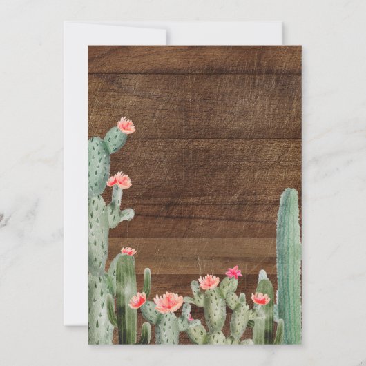 素朴なメキシコサボテンのフェスタの婚約パーティ 招待状 (裏面)