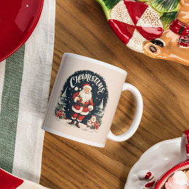 素朴なメリークリスマスとサンタクロース コーヒーマグカップ