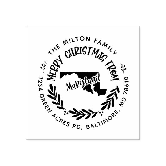 素朴なメリーランドのメリークリスマス差出人住所 ラバースタンプ (インプリント)