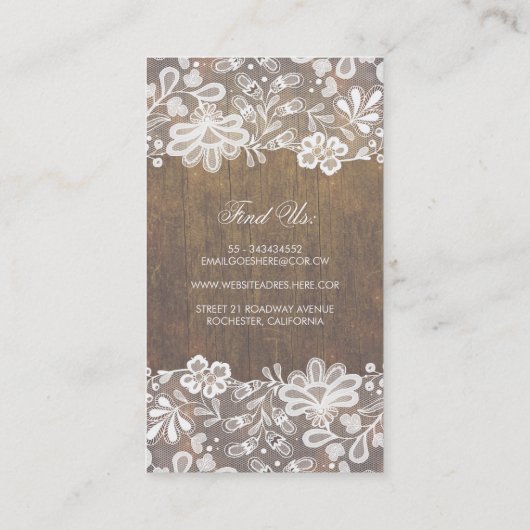 素朴なメーソンジャーのひもはレース木納屋をつけます 名刺 (裏面)