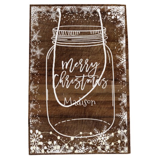 素朴なメーソンジャーのクリスマスのギフトバッグ ミディアムペーパーバッグ (正面)