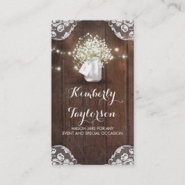 素朴なメーソンジャーのベビーの呼吸ひもはレースをつけます 名刺