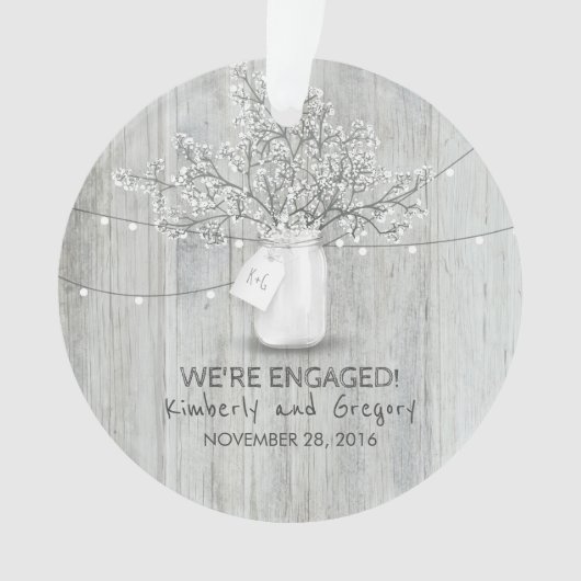 素朴なメーソンジャーのベビーの呼吸ひもは木をつけます オーナメント (正面)