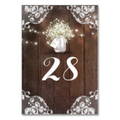 素朴なメーソンジャーのベビーの呼吸ひもは納屋をつけます テーブルナンバー (裏面)