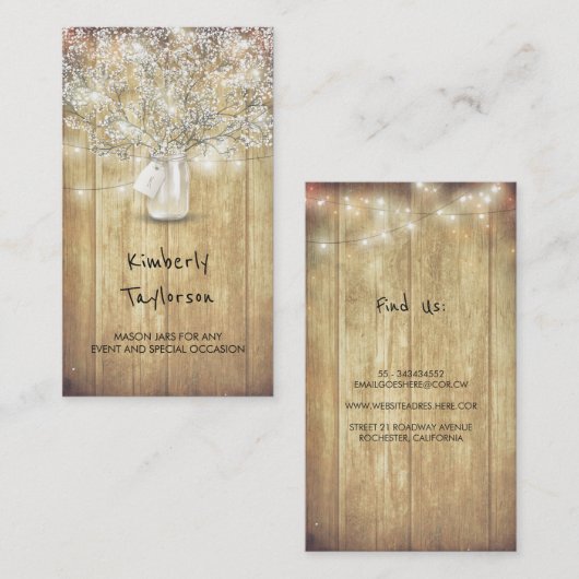 素朴なメーソンジャーのベビーの呼吸ひもは納屋をつけます 名刺 (正面/裏面)