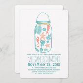 素朴なメーソンジャーの白いビーチの誕生会 招待状 (正面/裏面)