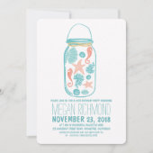 素朴なメーソンジャーの白いビーチの誕生会 招待状 (正面)