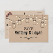 素朴なメーソンジャーの駆け落ちの応答の郵便はがき 出欠カード (正面/裏面)