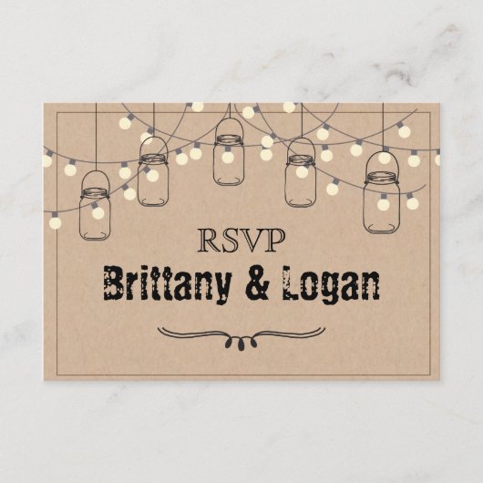 素朴なメーソンジャーの駆け落ちの応答の郵便はがき 出欠カード (正面)