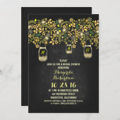 素朴なメーソンジャーの黒板のブライダルシャワー 招待状 (正面/裏面)