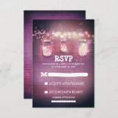 素朴なメーソンジャーはRSVPカードを結婚するライトをひもでつなぎます 出欠カード (正面/裏面)