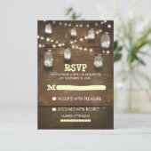 素朴なメーソンジャースと軽い結婚式のRSVPカード 出欠カード (スタンド正面)