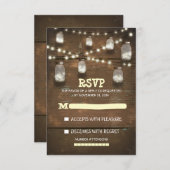 素朴なメーソンジャースと軽い結婚式のRSVPカード 出欠カード (正面/裏面)