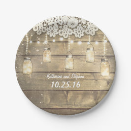 素朴なメーソンジャースの糸のライトレースの木 ペーパープレート