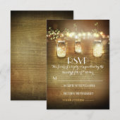 素朴なメーソンジャースリングライツウェディングRSVPカード 出欠カード (正面/裏面)