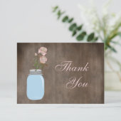 素朴なメーソンジャー及びバラは感謝していしています サンキューカード (スタンド正面)