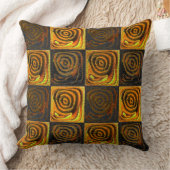 素朴なモザイクの黄色がかった正方形と円 クッション (ブランケット)