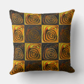 素朴なモザイクの黄色がかった正方形と円 クッション (裏面)