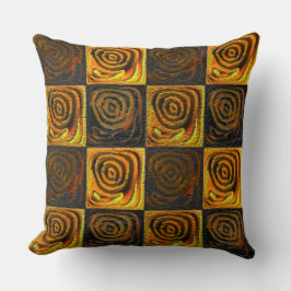 素朴なモザイクの黄色がかった正方形と円 クッション